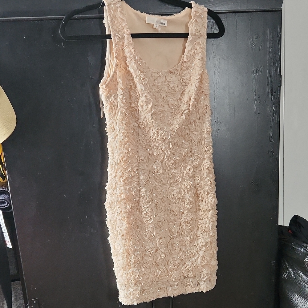 Aniina Cream Floral Textured Mini Dress
